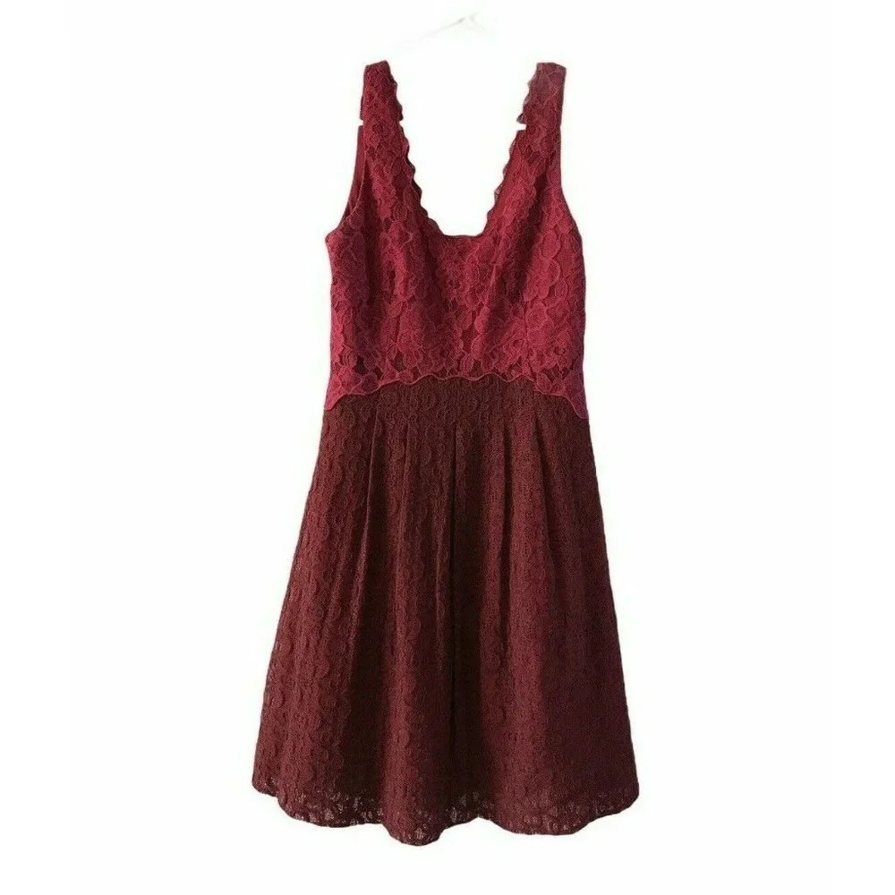 Anthropologie Moulinette Soeurs Carmindy Dress Red Lace Sleeveless - Picture 2 of 10
